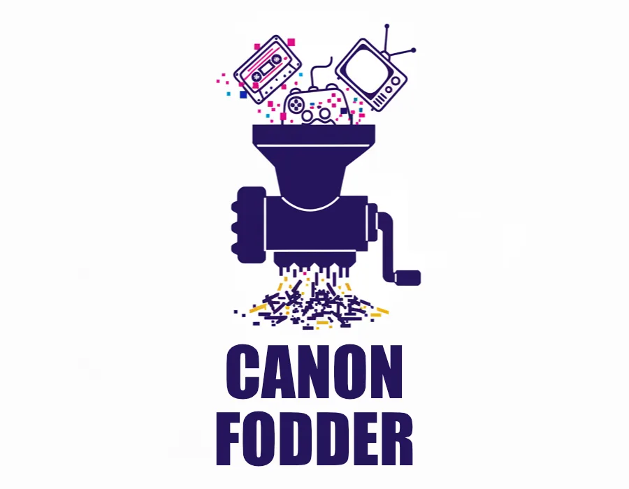 Canon Fodder game logo with retro media icons